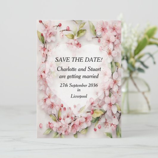 Cherry Blossom Save The Date (Staand voorkant)
