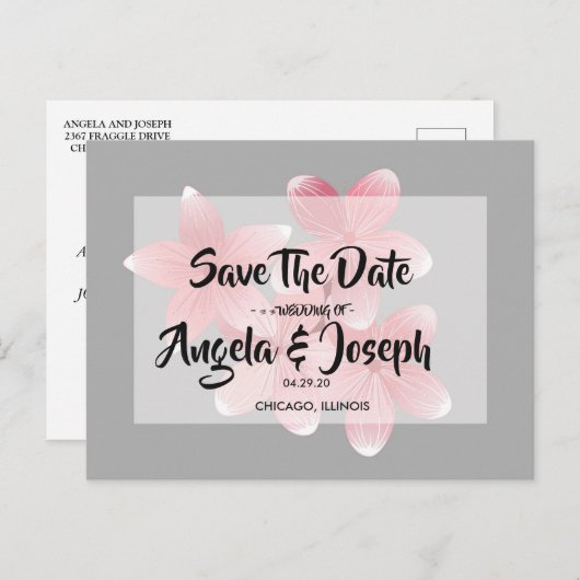 Cherry Blossom Save the Date Aankondigingskaart (Voorkant / Achterkant)