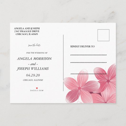 Cherry Blossom Save the Date Aankondigingskaart (Achterkant)