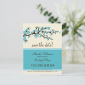 Cherry Blossom Save the Date Briefkaart (aqua) (Staand voorkant)