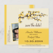 Cherry Blossom Save the Date Briefkaart (citroen) (Voorkant / Achterkant)