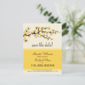 Cherry Blossom Save the Date Briefkaart (citroen) (Staand voorkant)