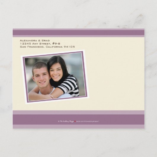 Cherry Blossom Save the Date Briefkaart (lila) (Achterkant)