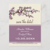 Cherry Blossom Save the Date Briefkaart (lila) (Voorkant)