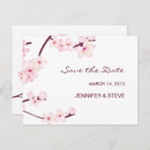 Cherry Blossom Save the Date Card (Voorkant / Achterkant)