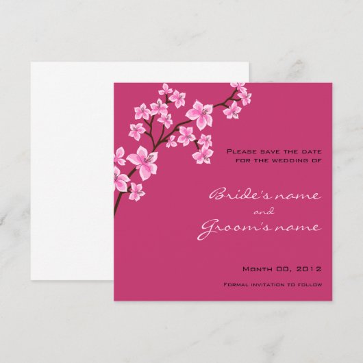 Cherry Blossom Save the Date cards (Voorkant / Achterkant)