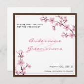 Cherry Blossom Save the Date cards (Voorkant / Achterkant)