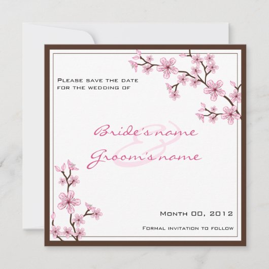 Cherry Blossom Save the Date cards (Voorkant)