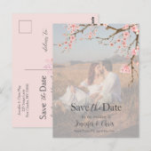 Cherry Blossom Save the Date Foto Briefkaart (Voorkant / Achterkant)