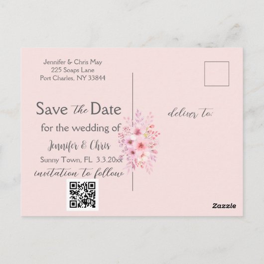 Cherry Blossom Save the Date Foto Briefkaart (Achterkant)