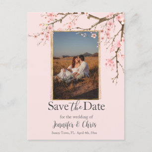Cherry Blossom Save the Date Foto Briefkaart