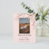 Cherry Blossom Save the Date Foto Briefkaart (Staand voorkant)