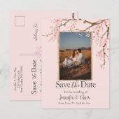 Cherry Blossom Save the Date Foto Briefkaart (Voorkant / Achterkant)