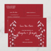 Cherry Blossom Save the Date Kaart (Voorkant / Achterkant)