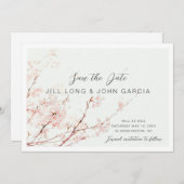 Cherry Blossom Save the Date Kaart (Voorkant / Achterkant)