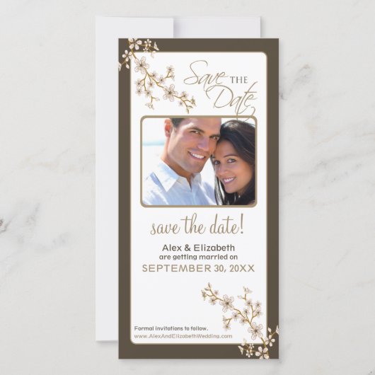 Cherry Blossom Save the Date Photocard (taupe) (Voorkant)