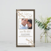 Cherry Blossom Save the Date Photocard (taupe) (Staand voorkant)