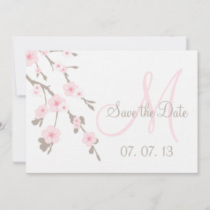 Cherry Blossom Save the Date Pink Taupe Kaart