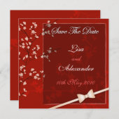 Cherry Blossom Save The Date :: Rood (Voorkant / Achterkant)