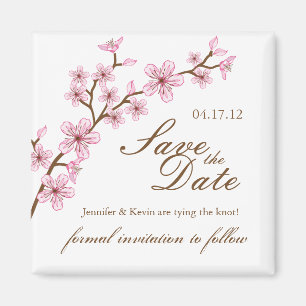 Cherry Blossom Save the Date Wedding Magnet