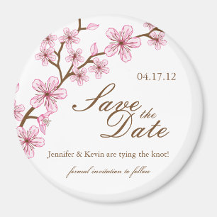 Cherry Blossom Save the Date Wedding Magnet