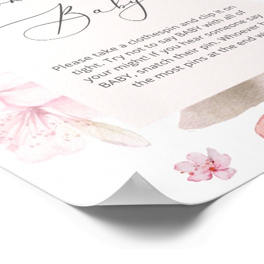 Cherry Blossom script Zeg geen baby Poster (Hoek)