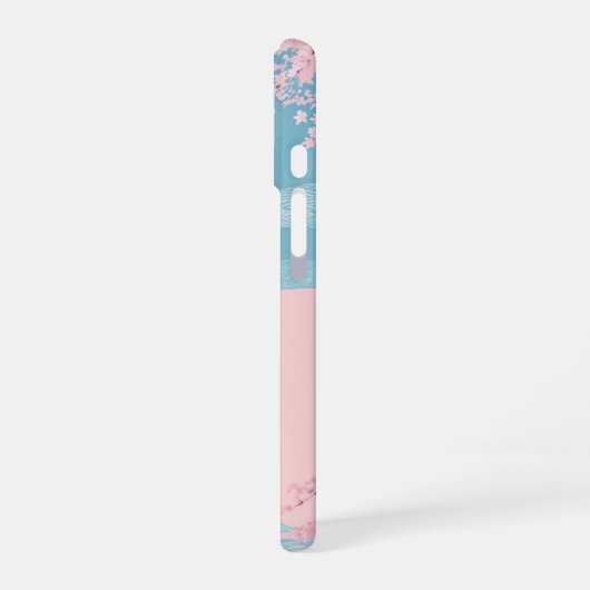 Cherry Blossom Seigaiha Phone Case iPhone 16 Hoesje (Linkerkant)