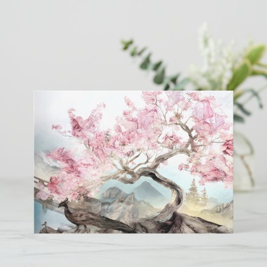 Cherry Blossom Serenade Feestdagenkaart (Staand voorkant)