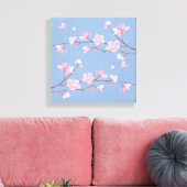Cherry Blossom - Serenity Blue Canvas Afdruk (Insitu (Woonkamer))