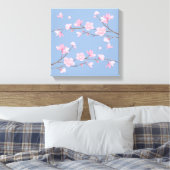 Cherry Blossom - Serenity Blue Canvas Afdruk (Insitu (Slaapkamer))