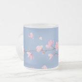 Cherry Blossom - Serenity Blue Matglas Koffiemok (Voorkant links)