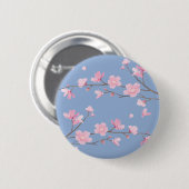 Cherry Blossom - Serenity Blue Ronde Button 5,7 Cm (Voorkant /achterkant)