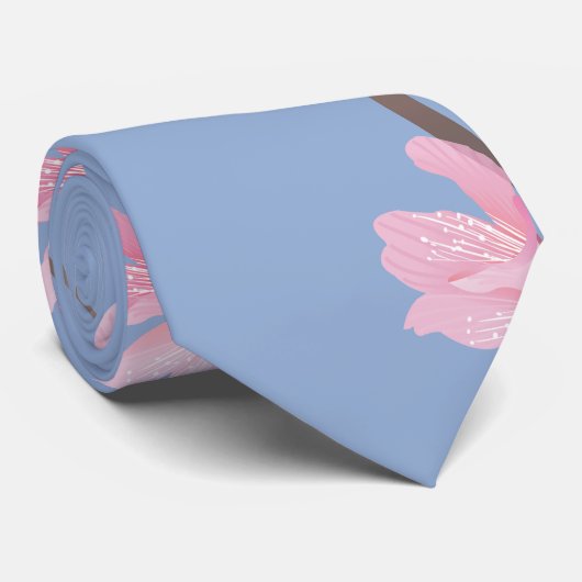 Cherry Blossom - Serenity Blue Stropdas (Opgerold)