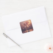 Cherry Blossom Serenity – Elegant Sakura Branch in Vierkante Sticker (Envelop)