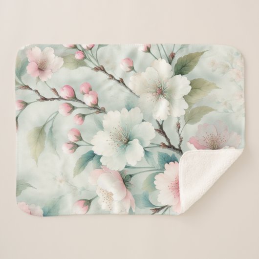 Cherry Blossom Sherpa Blanket Deken (Voorkant (horizontaal))