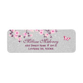 Cherry Blossom Silver Glitter Etiket (Voorkant)
