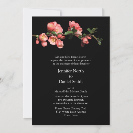 Cherry Blossom Sjabloon Wedding Invitations Kaart (Voorkant)