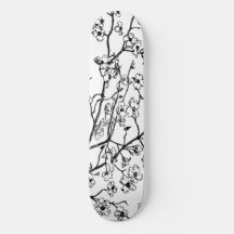 Cherry Blossom Skateboard zwart-wit