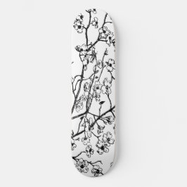 Cherry Blossom Skateboard zwart-wit