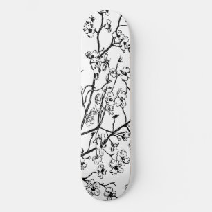 Cherry Blossom Skateboard zwart-wit
