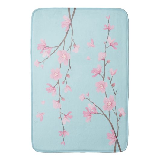 Cherry Blossom - Sky Blue Badmat (Voorkant Verticaal)