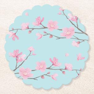 Cherry Blossom - Sky Blue Kartonnen Onderzetters