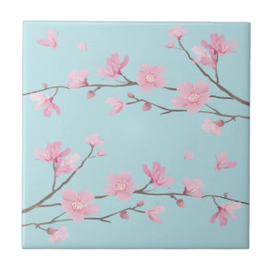 Cherry Blossom - Sky Blue Tegeltje