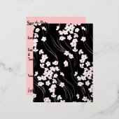 Cherry Blossom slaat de datum op Folie Feestdagen Briefkaart (Voorkant / Achterkant)