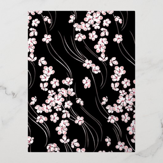 Cherry Blossom slaat de datum op Folie Feestdagen Briefkaart (Voorkant)