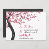 Cherry Blossom slaat de datumkaart op Save The Date (Voorkant / Achterkant)