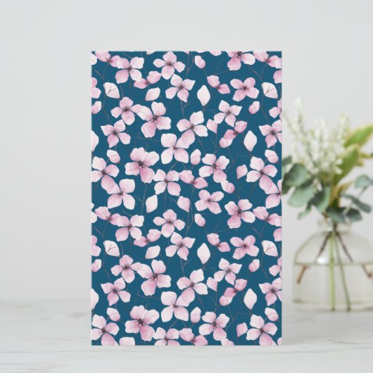 Cherry Blossom Soap Wrap Paper - Blue Background (Staand voorkant)
