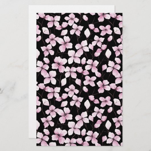 Cherry Blossom Soap Wrap Paper - Zwarte achtergron (Voorkant / Achterkant)