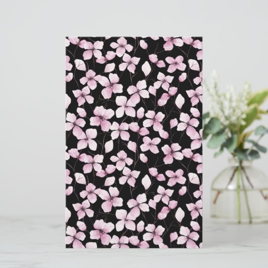 Cherry Blossom Soap Wrap Paper - Zwarte achtergron (Staand voorkant)