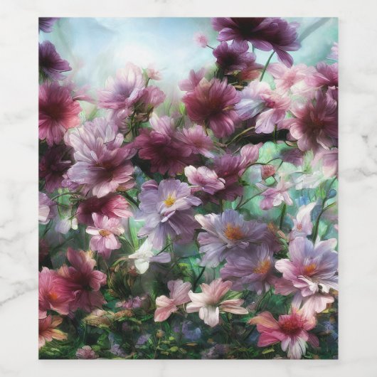 Cherry Blossom Splash Flowers Wijn Etiket (Enkel label)